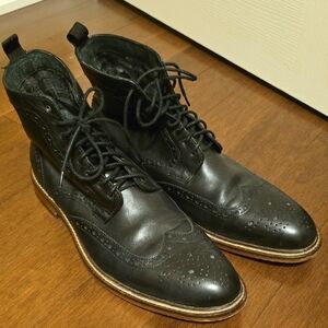 Classic Black Leather Brogue Boots